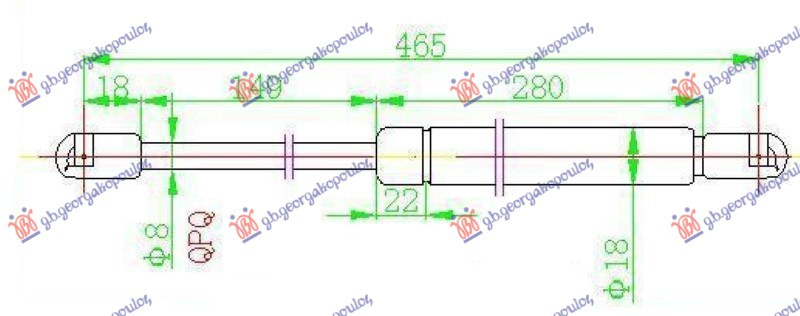 Amortizues (një) për derën e bagazhit 3/5 dyer -02 (455L-680N)