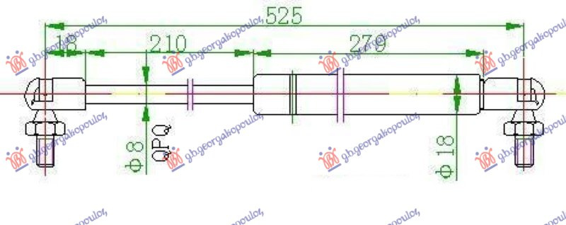 Amortizues (një) për derën e bagazhit karavan 02- (527L-450N)