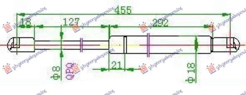 Amortizues (një) për derën e bagazhit 3/5 dyer 02- (455L-700N)