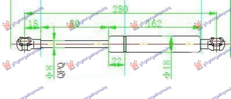Amortizues (një) për derën e bagazhit sedan (280L-420N)