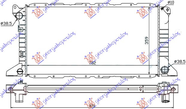 Radiator për motor 2.5D-2.5TD (me kondicioner) (70,2x36)
