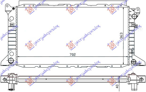 Radiator për motor 2.0 benzinë (me kondicioner) (70x36x42)