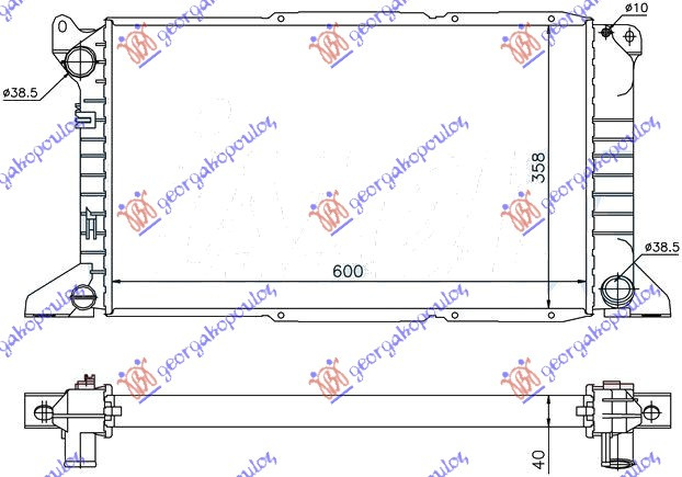 Radiator për motor 2,5 TD pa kondicioner (60x36)