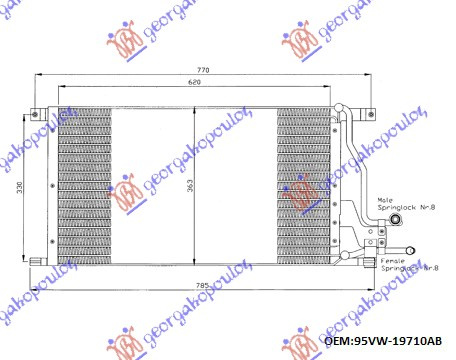 Radiator i kondicionerit benzinë/dizel (65x36.5)