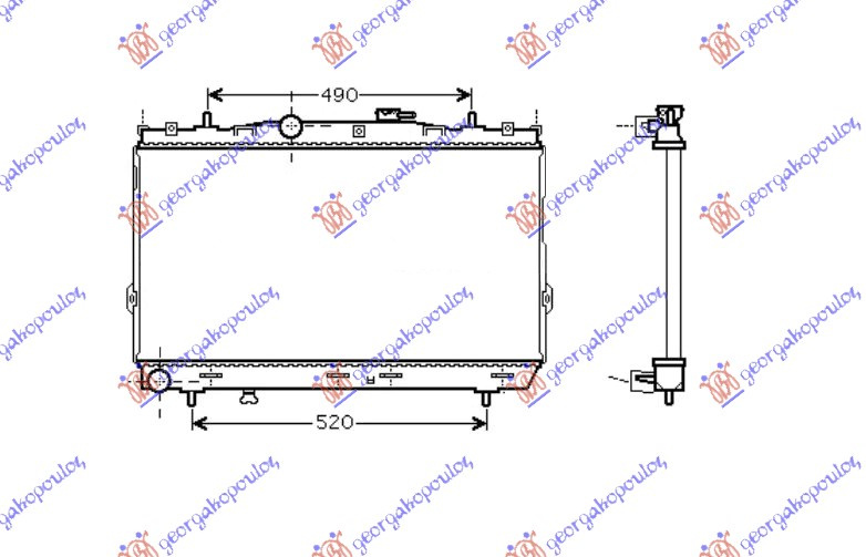 Radiator për motor 1.6-2.0i16V (37.5x67x1.9)