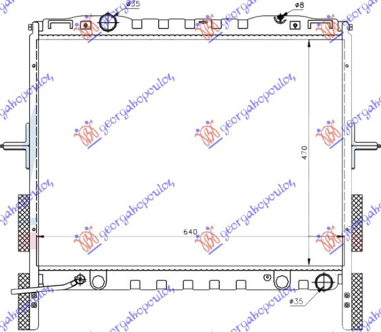 Radiator për motor 2.5 CRDi (me/pa kondicioner) M/T -06 (46.5x62.8) tubë8mm DOOWON tipi