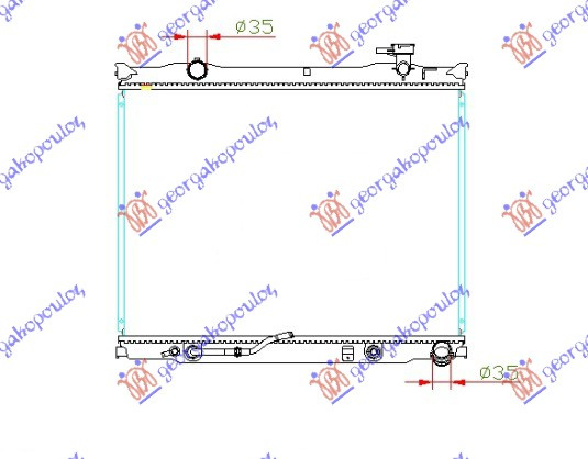 Radiator për motor 2.5 CRDi (me/pa kondicioner) (marsh manual/automatik) 06- (46.5x62.8) me kapak