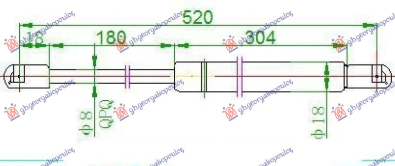Amortizues (një) për derën e bagazhit L/B (520L-665N)