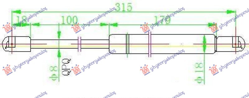 Amortizues (një) për derën e bagazhit sedan (315L-420N)