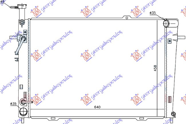 Radiator për motor 2.0-2.7I 24V (marsh manual/automatik) (me/pa kondicioner) (64x46.2)