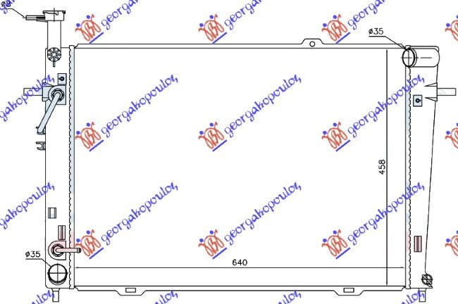 Radiator për motor 2.0-2.7I 24V (marsh manual/automatik) (me/pa kondicioner) (64x46.2) (MAHLE BEHR)