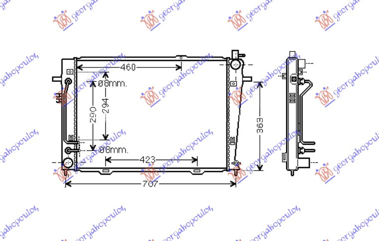 Radiator për motor 2.0 CRDi (64x45,5x18) (marsh manual/automatik)