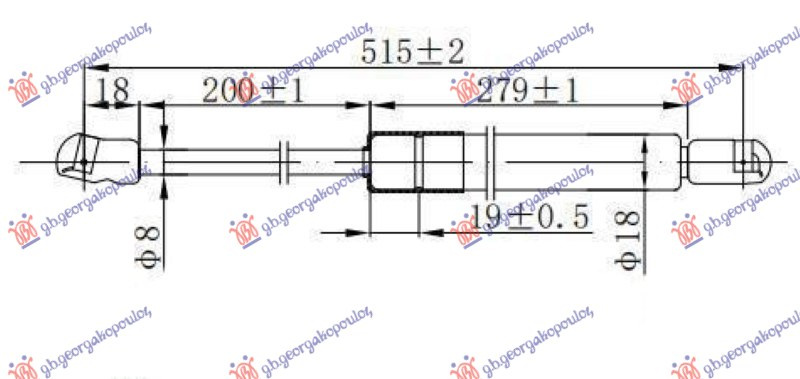 Amortizues (një) për derën e bagazhit (515L-585N)