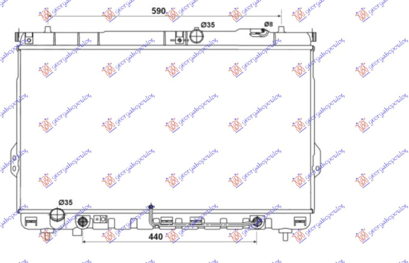 Radiator për motor 2.0 CRDI (me/pa kondicioner) (marsh manual/automatik) (72.6x40.3) tubë 8MM