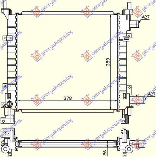 Radiator për motor benzinë (pa kondicioner) (38x37)