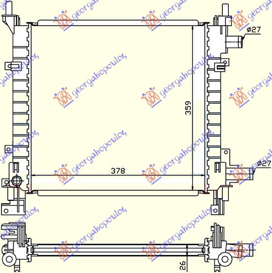 Radiator për motor benzinë (pa kondicioner) (38x37)