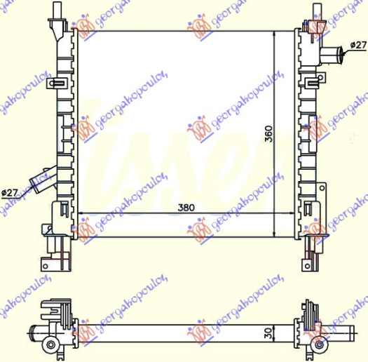 Radiator për motor benzinë (me kondicioner) (38x36)