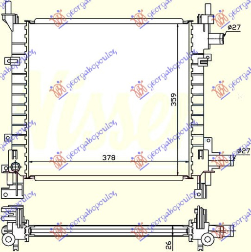 Radiator për motor benzinë (me kondicioner) (38x36)