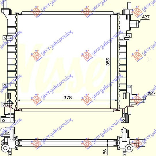 Radiator për motor benzinë (me kondicioner) (38x36)