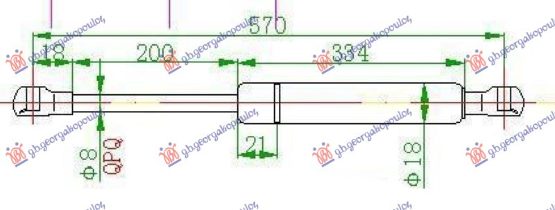Amortizues (një) për derën e bagazhit (570L-630N)