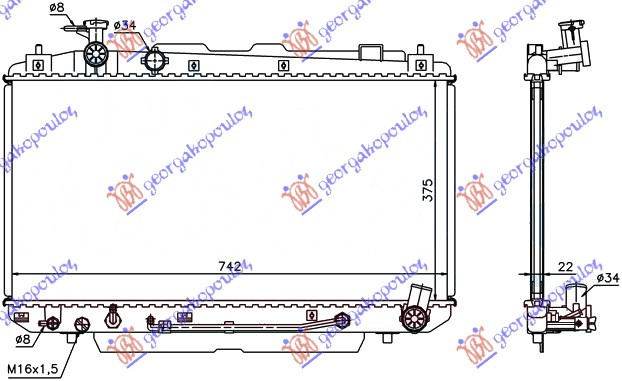 Radiator për motor 2.0 16V (37,5x73,8x) (marsh automatik)M