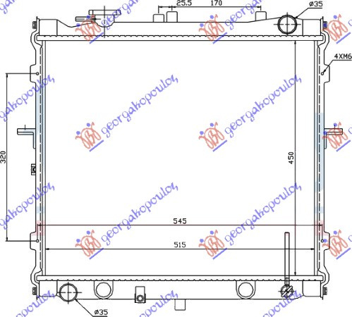 Radiator për motor 2,0I 16V (me/pa kondicioner) (45x52,4)