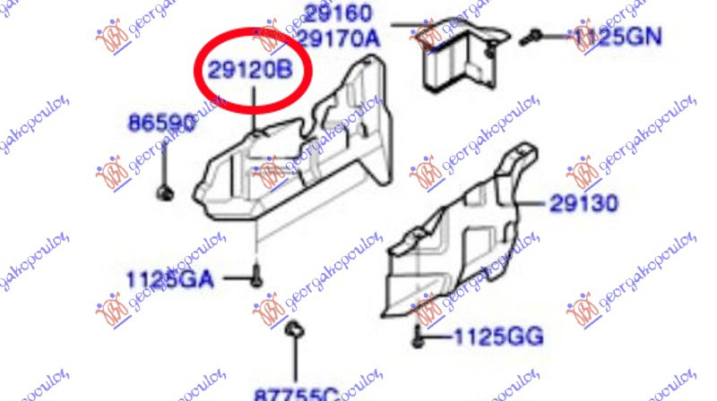 Mbrojtje / kapak anësor nën motor vertikale ( orgjinale)
