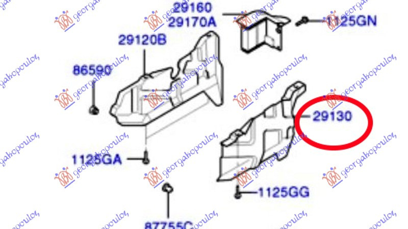 Mbrojtje / kapak anësor nën motor vertikale ( orgjinale)