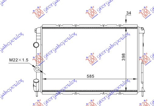 Radiator për motor 1.8-2.0-1.9CC + TDI (marsh manual/automatik) (me/pa kondicioner) (58x4