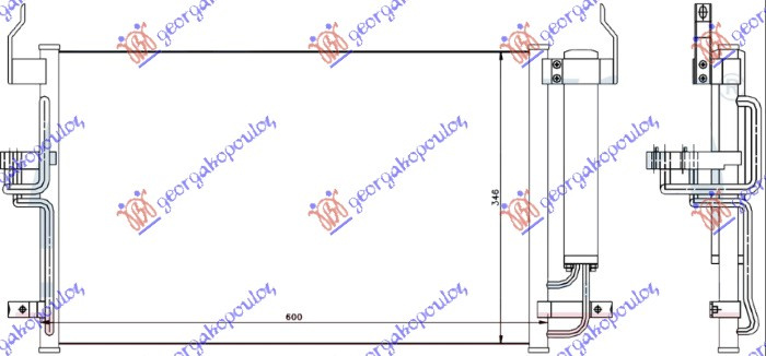 Radiator i kondicionerit të gjitha modelet benzinë - 2.0 CRDi dizel (575x358x16)