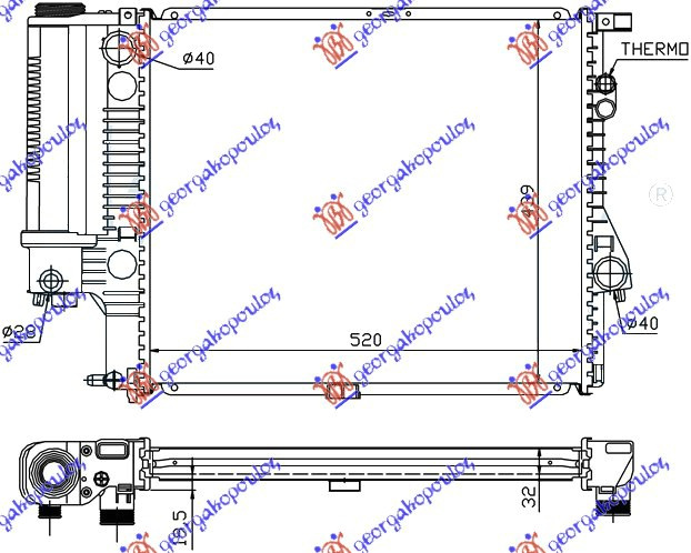 Radiator për motor (marsh manual/automatik) (me kondicioner) (52x44)