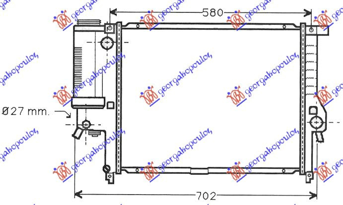 Radiator për motor (marsh manual/automatik) (me kondicioner) (52x44) (MAHLE BEHR)