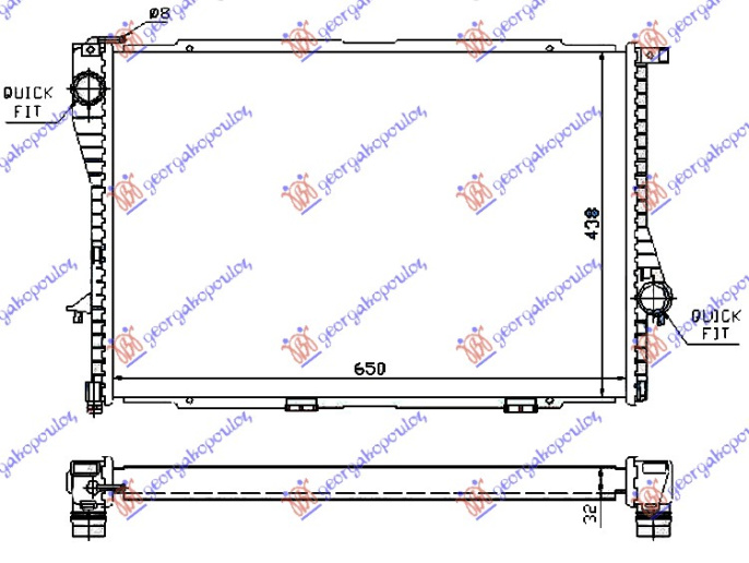 Radiator për motor (marsh manual/automatik) (me/pa kondicioner) (65x43.8) (VALEO CLASSIC)