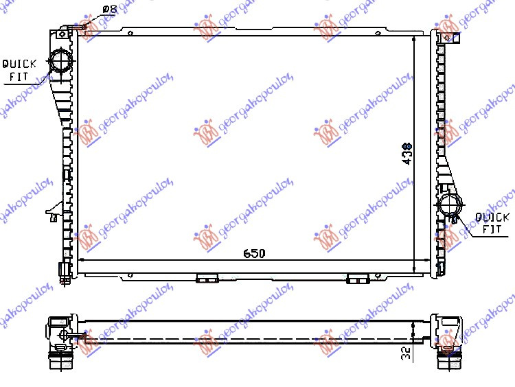 Radiator për motor (marsh manual/automatik) (me/pa kondicioner) (65x43.8) (VALEO CLASSIC)