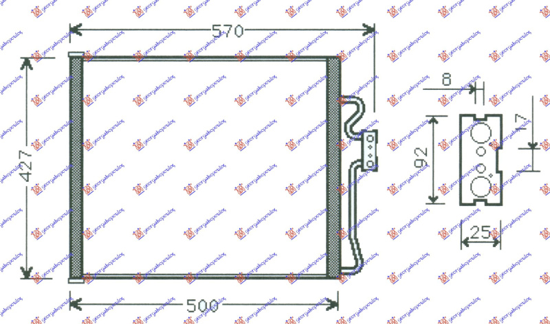 Radiator i kondicionerit benzinë -2,5TD -97 (46x42,7)