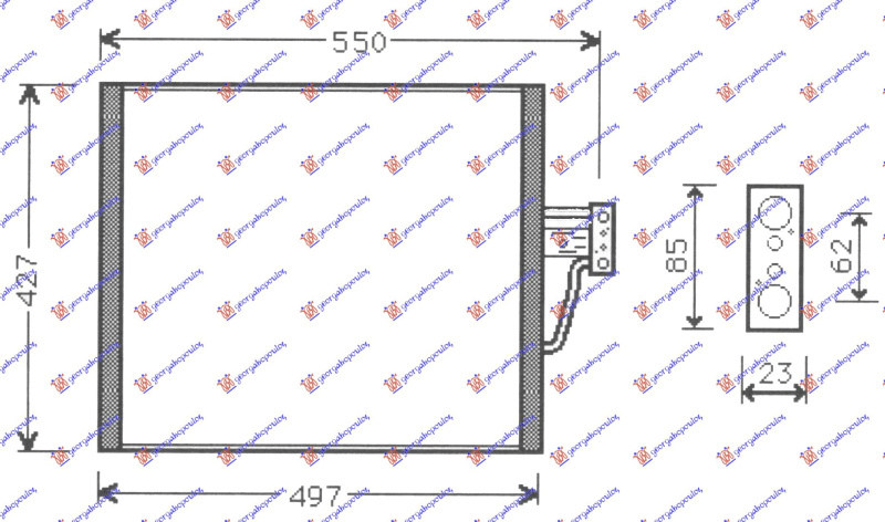 Radiator i kondicionerit benzinë/dizel 97-04 (47x43,2)
