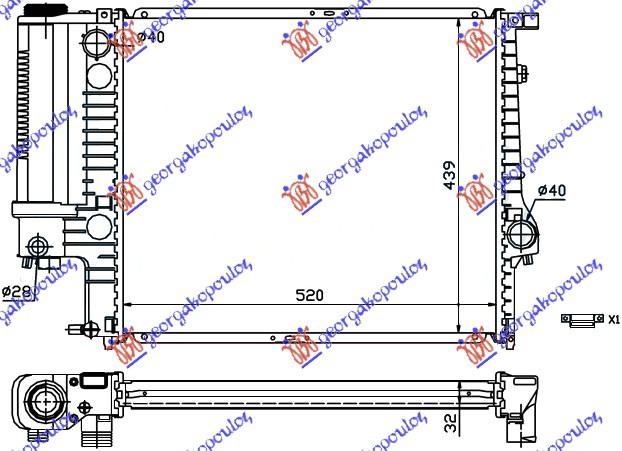 Radiator për motor të gjitha modelet (marsh manual) (me/pa kondicioner) (52x44)