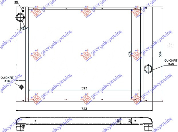 Radiator për motor të gjithë modelet benzinë (marsh automatik) (62x49) (MAHLE BEHR PREMIUM LINE)