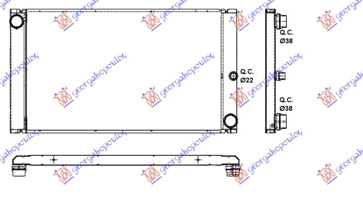 Radiator për motor 3.0-4.4 dizel (me kondicioner) (marsh automatik) (59.3x36.6x3.2)