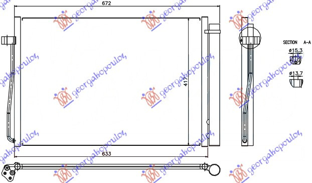 Radiator i kondicionerit benzinë (58,7x42x16)