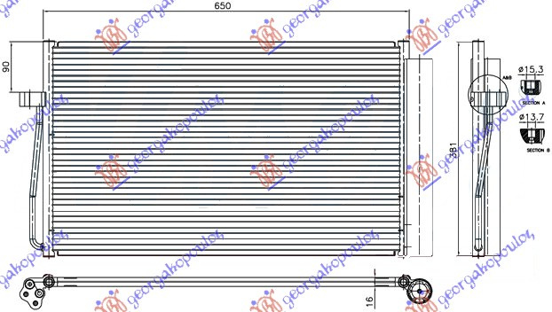 Radiator i kondicionerit dizel (60,8x38,2x1,6)