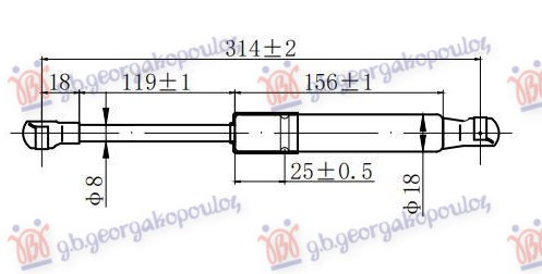Amortizues (një) për kofano (313L-330N)