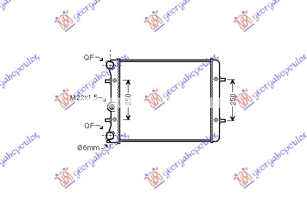 Radiator për motor 1.4-1.6 (marsh automatik) (pa kondicioner) (43x41.5x2.3)