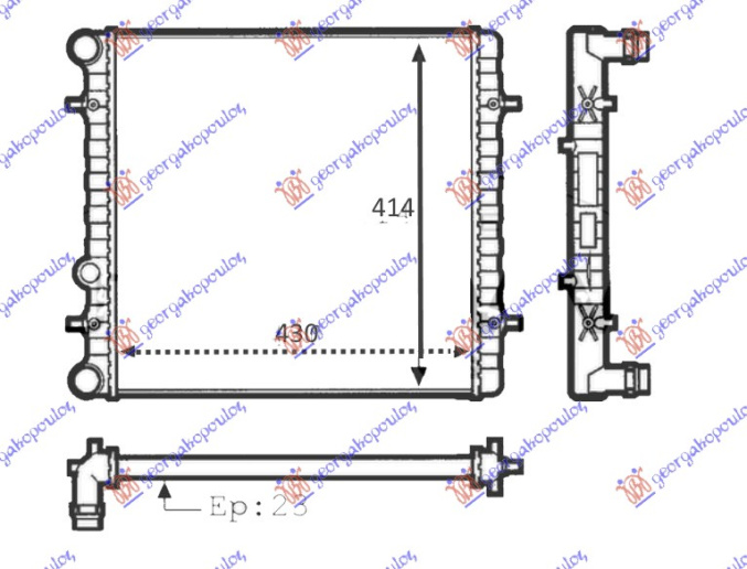 Radiator për motor 1.4-1.6 (marsh automatik) (pa kondicioner) (43x41.5x2.3) (VALEO CLASSIC)