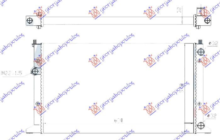 Radiator për motor benzinë/dizel (kabriolet) (630x380x34)