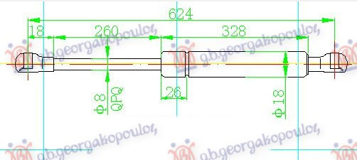 Amortizues (një) për derën e bagazhit (625L-360N)