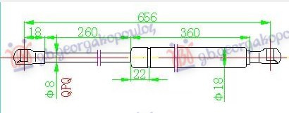 Amortizues (një) për derën e bagazhit karavan (656L-400N)