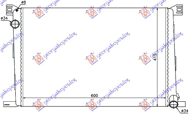 Radiator për motor 1.4-1.6i16V benzinë (me/pa kondicioner) (60x42)
