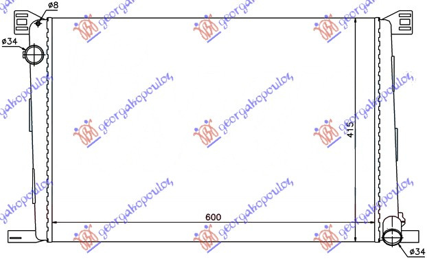 Radiator për motor 1.4-1.6i16V benzinë (me/pa kondicioner) (60x42) (MAHLE BEHR PREMIUM LINE)