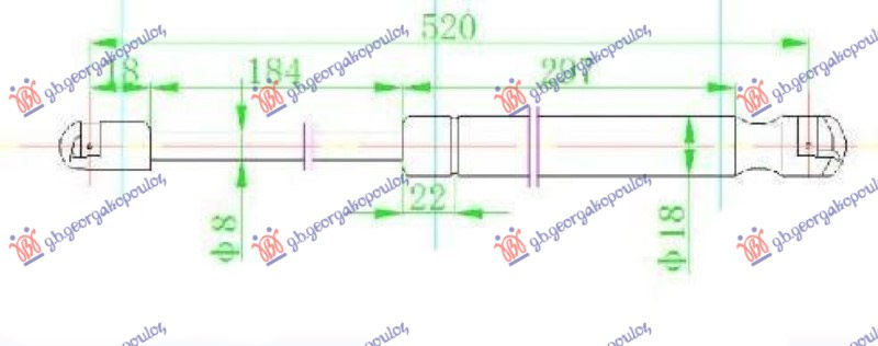 Amortizues (një) për derën e bagazhit (520L-370N)
